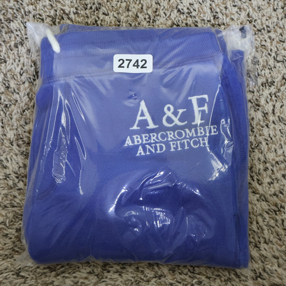 Abercrombie & Fitch‎ Logo Embroidered Sweatpants XS Royal Blue Fleece Joggers - Picture 11 of 11